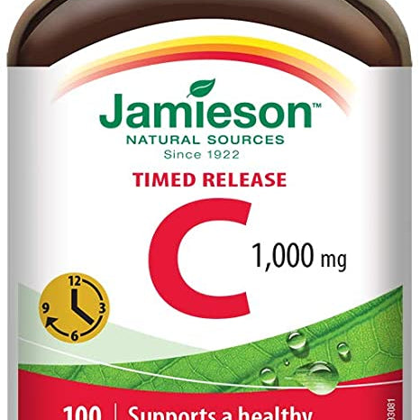 Jamieson vitamin C 1000mg timed release tablets immune support antioxidant collagen supplement 100 tablets Health Boutique