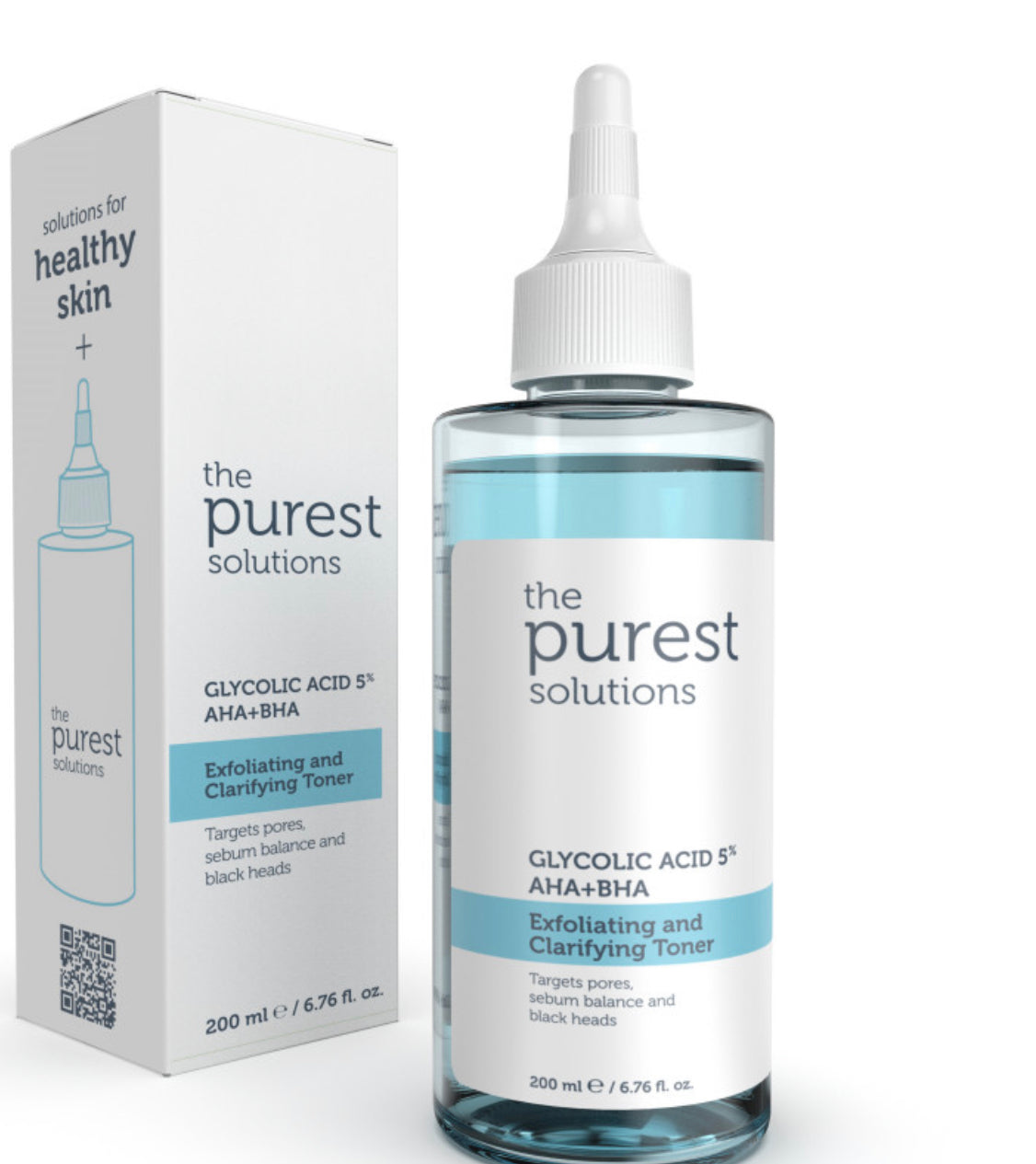The Purest Solutions Exfoliating and Clarifying Toner Glycolic Acid 5% AHA BHA skin refining toner 200ml Health Boutique