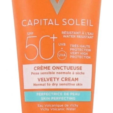 Vichy Capital Soleil Velvety Sunscreen SPF50 Hydrating Face Cream Hyaluronic Acid Vitamin E 50ml Health Boutique