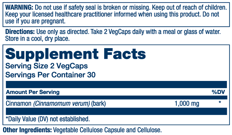Solaray Cinnamon Bark 1000mg capsules – herbal antioxidant and metabolic support supplement