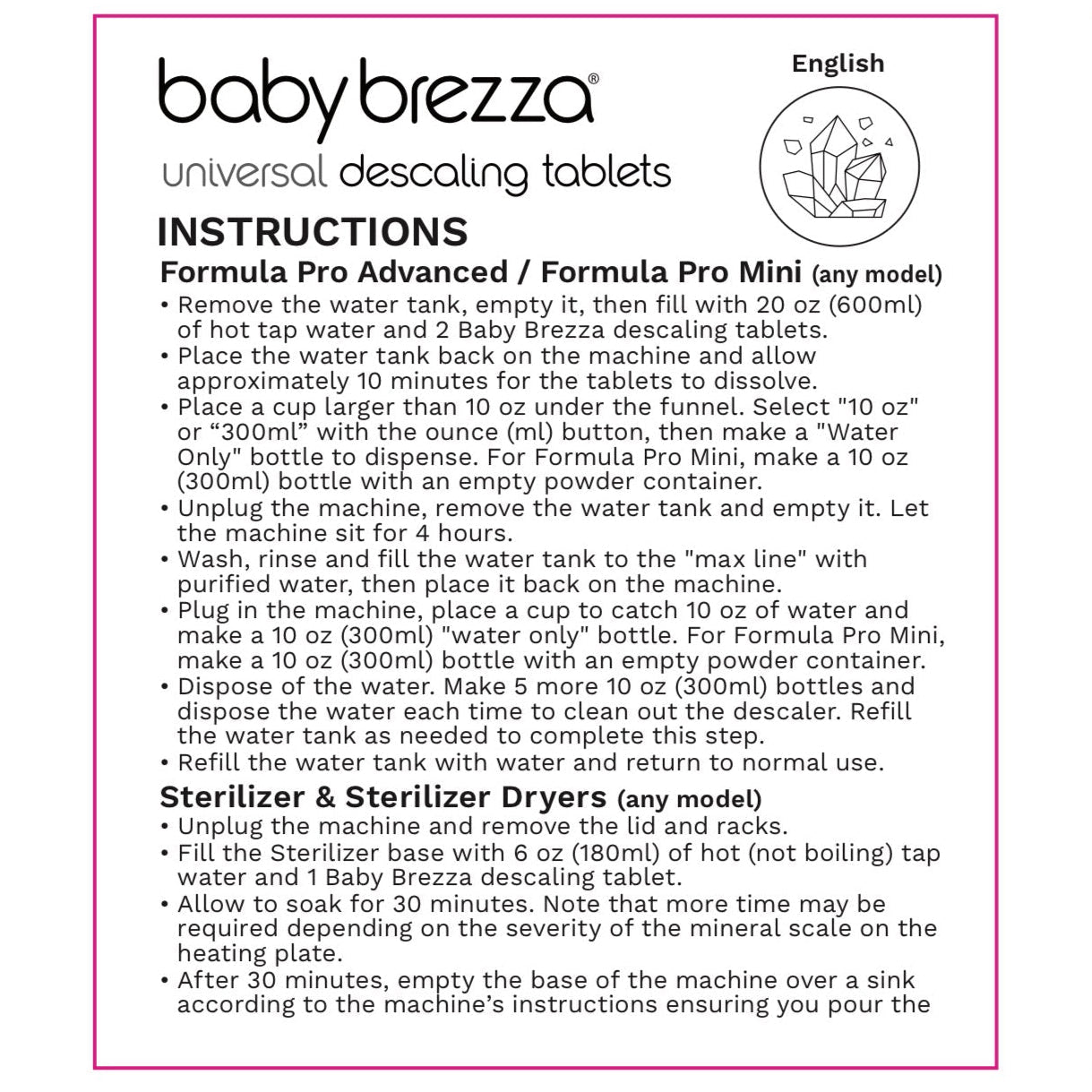 Baby Brezza - Universal Descaling Tablets | Descaler for Formula Makers, Sterilizers & Warmers | 24 Tablets