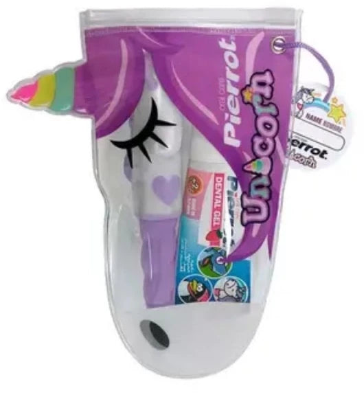 Pierrot Unicorn Kids Dental Care Kit with Soft Toothbrush and Strawberry Toothpaste