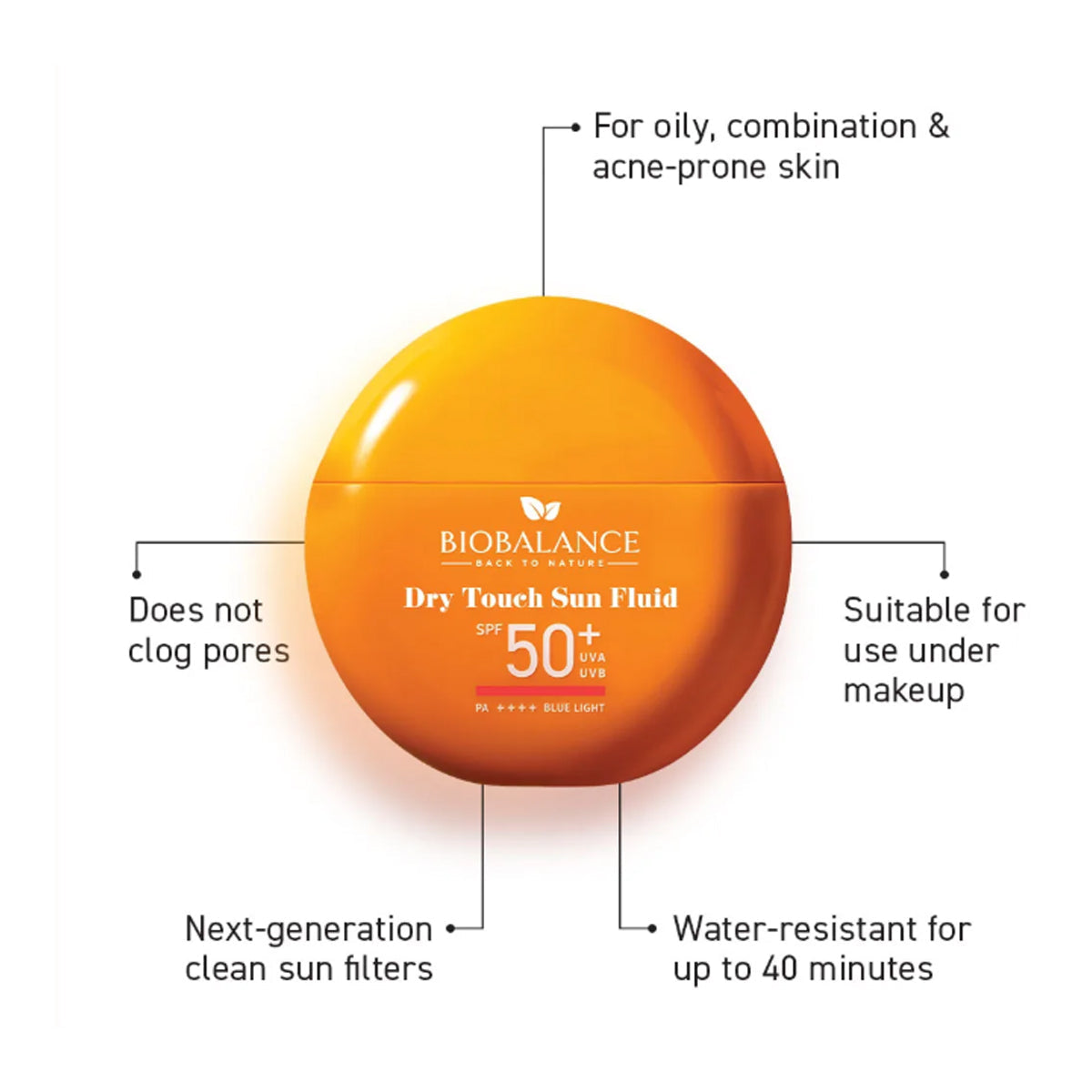 Bio Balance Dry Touch Sun Fluid Spf 50+ Oil Control Sun Protection 40ml