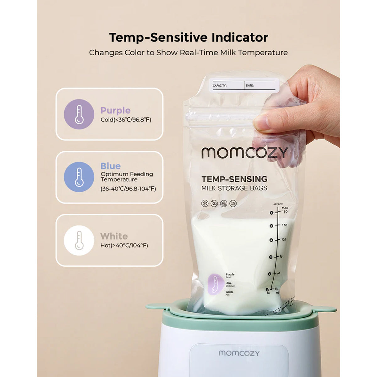 Momcozy Pre-Sterilized Breast Milk Storage Bags, 50 Count Leak-Proof Freezer Bags