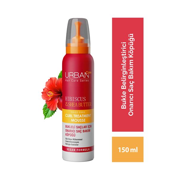 Urban Care Hibiscus & Shea Butter Curl Defining Treatment Mousse 150ml for Frizz Control and Hydration