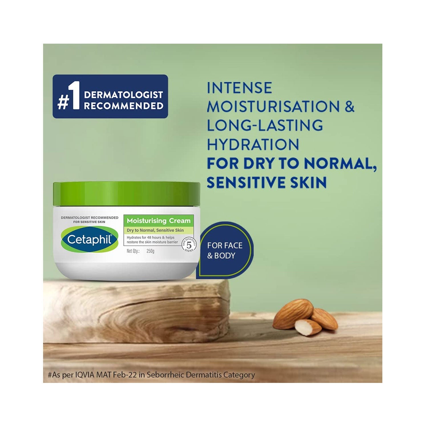 Cetaphil Moisturizing Cream for Dry to Normal Sensitive Skin - 250g Hydrating Formula