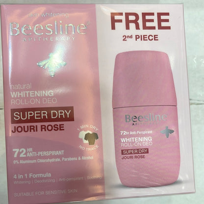 Beesline Deodorant Roll On Whitening Super Dry Jouri Rose 1+1 free