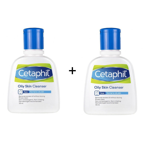 Cetaphil Oily Skin Cleanser 125ml (Pack of 2) - Gentle Face Wash for Oily and Combination Skin