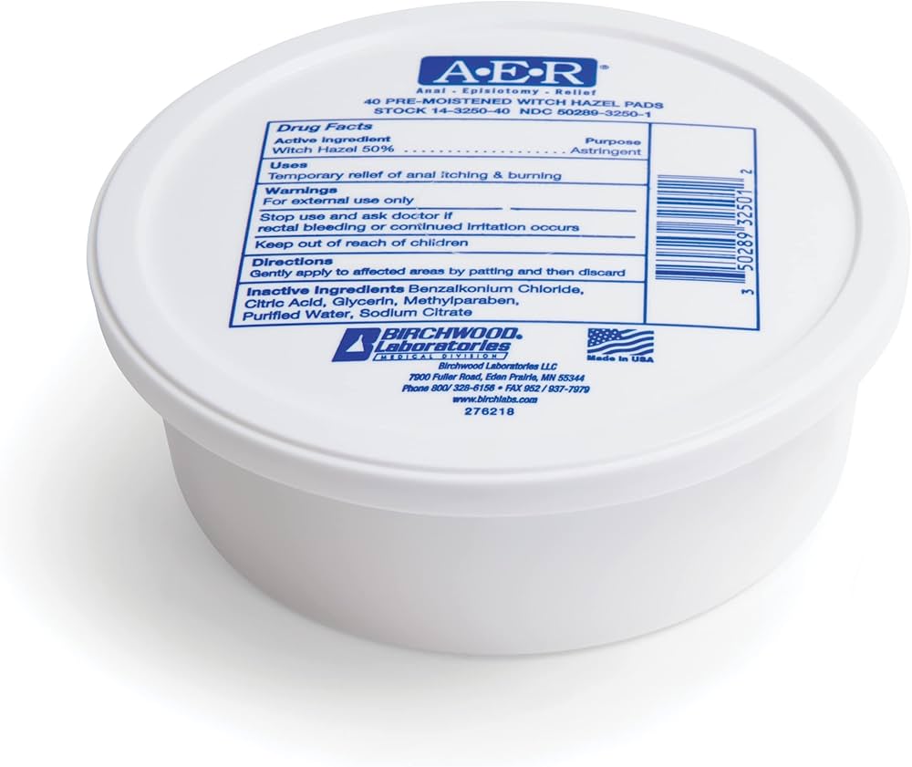 AER witch hazel pads 40 episiotomy postpartum hemorrhoid relief soothing pads Health Boutique