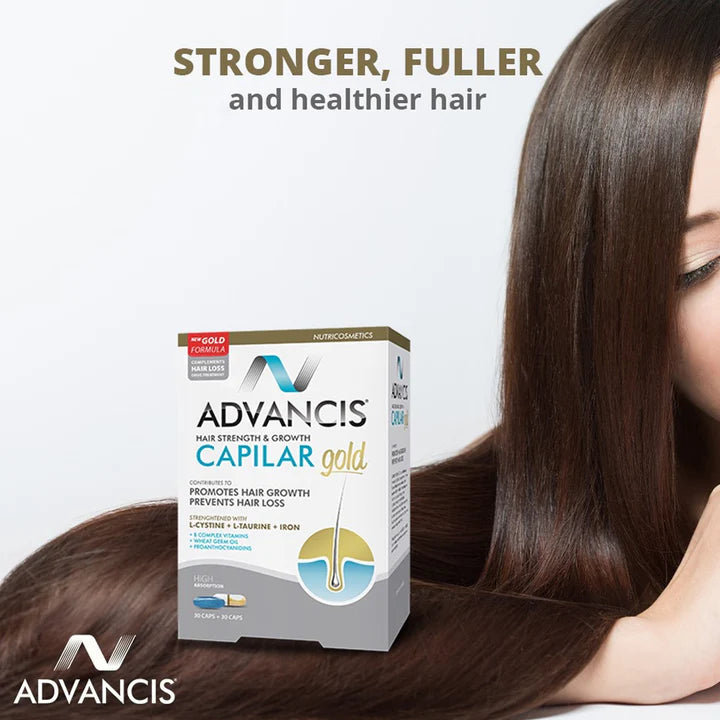 ADVANCIS Capilar Gold hair strengthening supplement healthier-looking hair vitality support capsules Health Boutique
