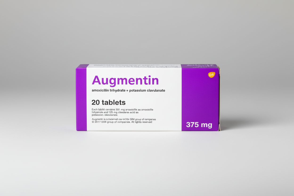 Augmentin 375 mg tablets 20 amoxicillin clavulanate antibiotic for bacterial infection treatment