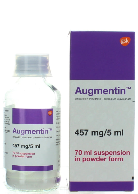 Augmentin Duo Suspension 457 mg 70 ml amoxicillin clavulanate antibiotic oral suspension