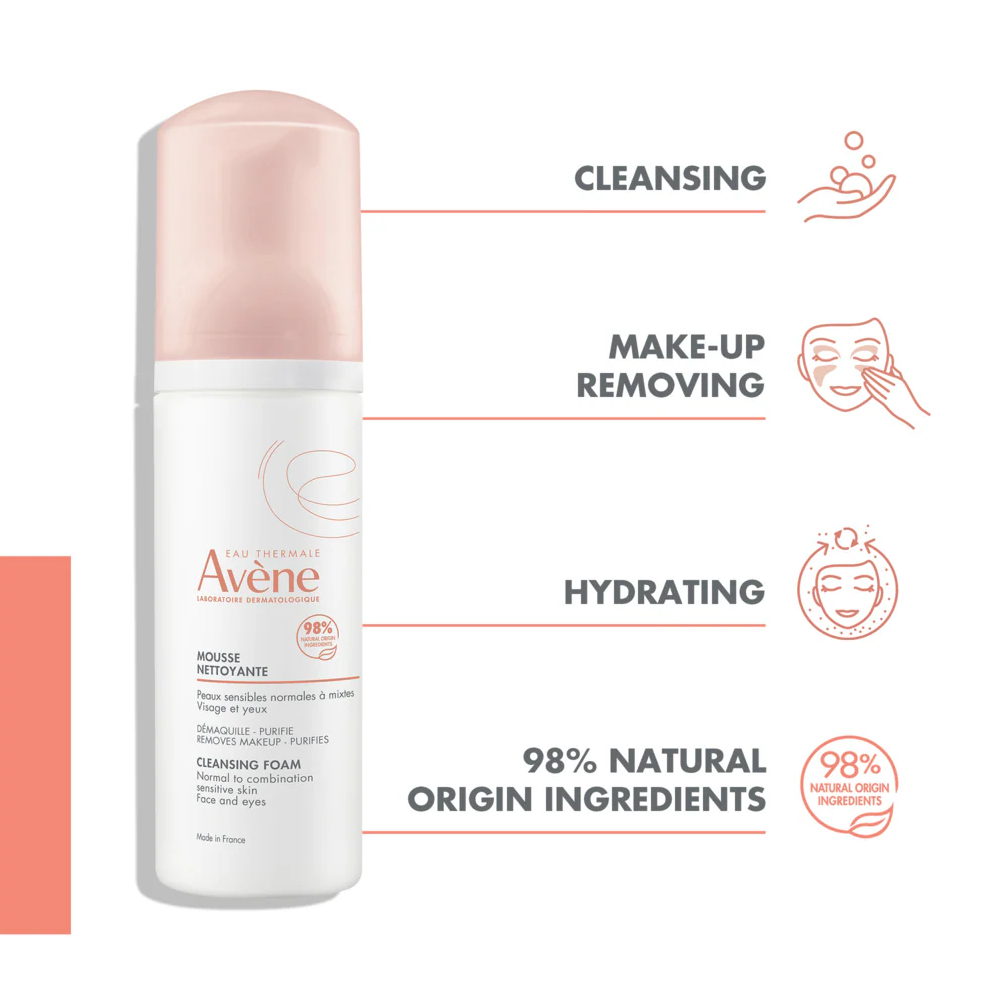 Avene Cleansing Foam Avène Thermal Spring Water 150ml Foaming Face Cleanser Health Boutique