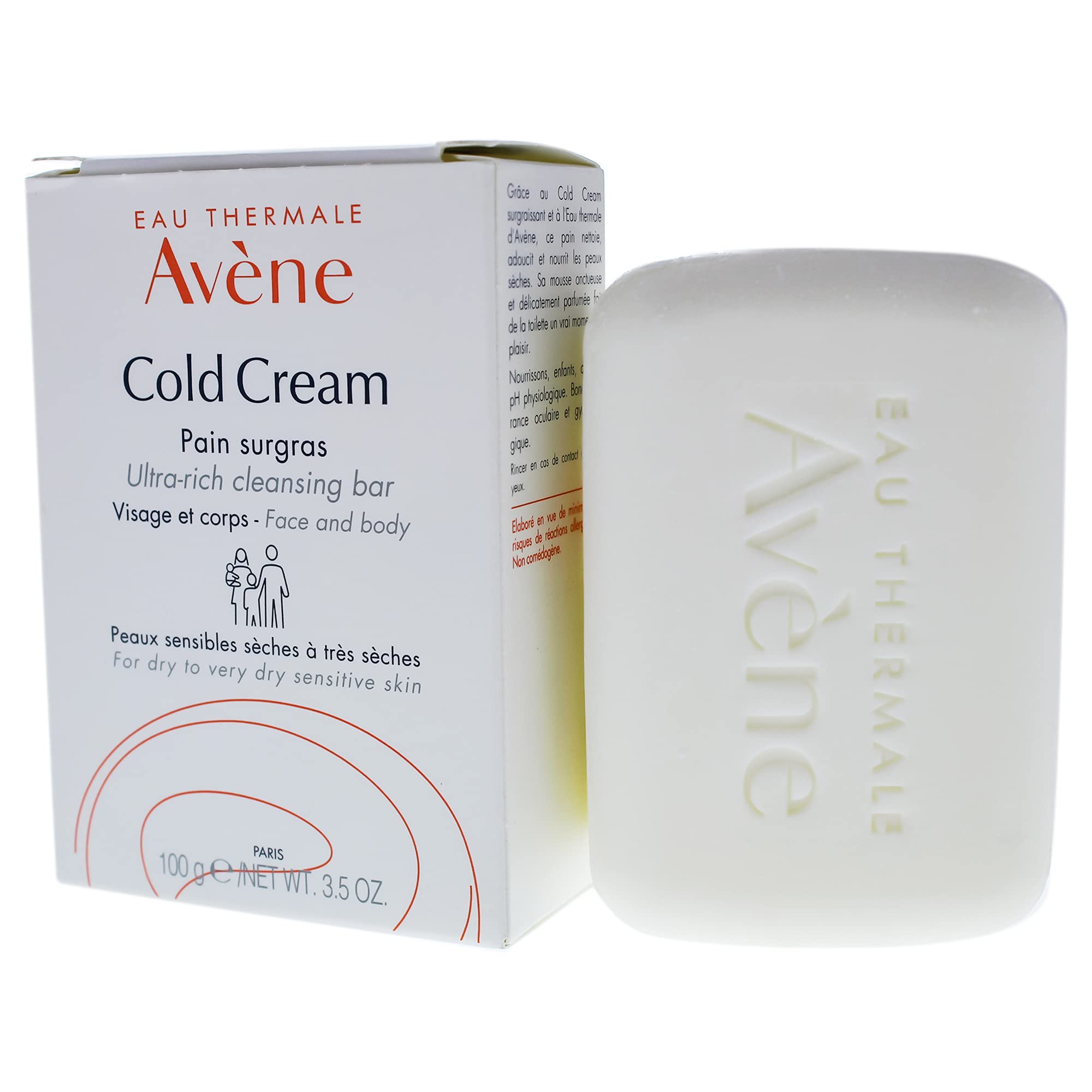 Avene Cold Cream Cleansing Bar Mineral Oil Beeswax 100g Soap Free Cleanser Health Boutique