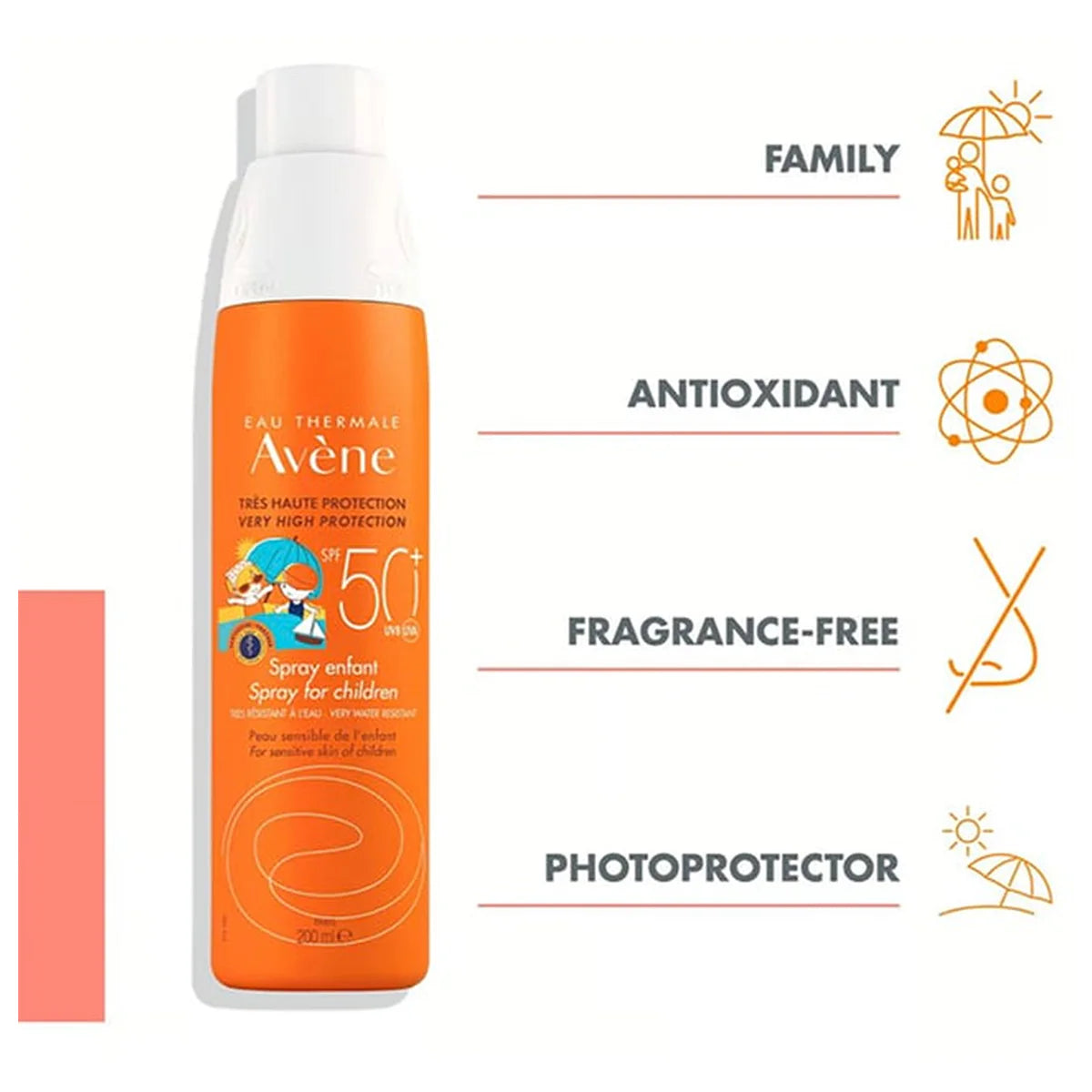 Avene Sunblock Kids Spray SPF 50 Plus Pre Tocopheryl 200ml Children's Sunscreen Health Boutique