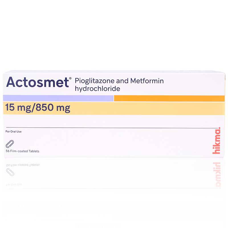 Actosmet 15/850 mg pioglitazone metformin tablet 56 for type 2 diabetes