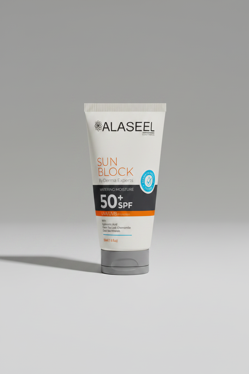 Alaseel SPF 50 sunblock face and body sunscreen zinc oxide hyaluronic acid aloe vera protection Health Boutique