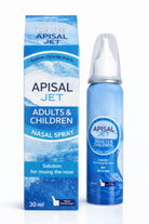Apisal sodium chloride saline jet nasal spray congestion relief sinus cleansing adults children 30 ml bottle Health Boutique