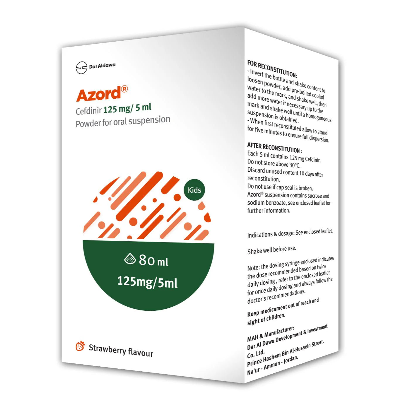 أزورد® 125 ملجم معلق 80 مل – سيفدينير مضاد حيوي للالتهابات البكتيرية لدى الأطفال