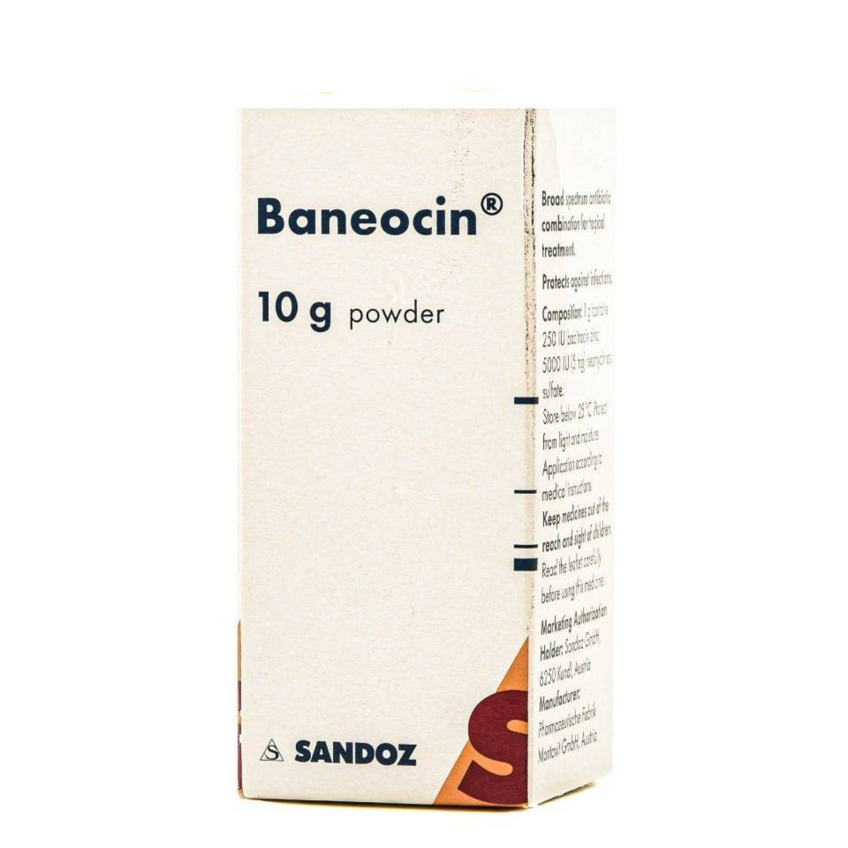 Baneocin powder 10 g bacitracin 250 IU per gram neomycin 5 mg per gram topical antibiotic bottle