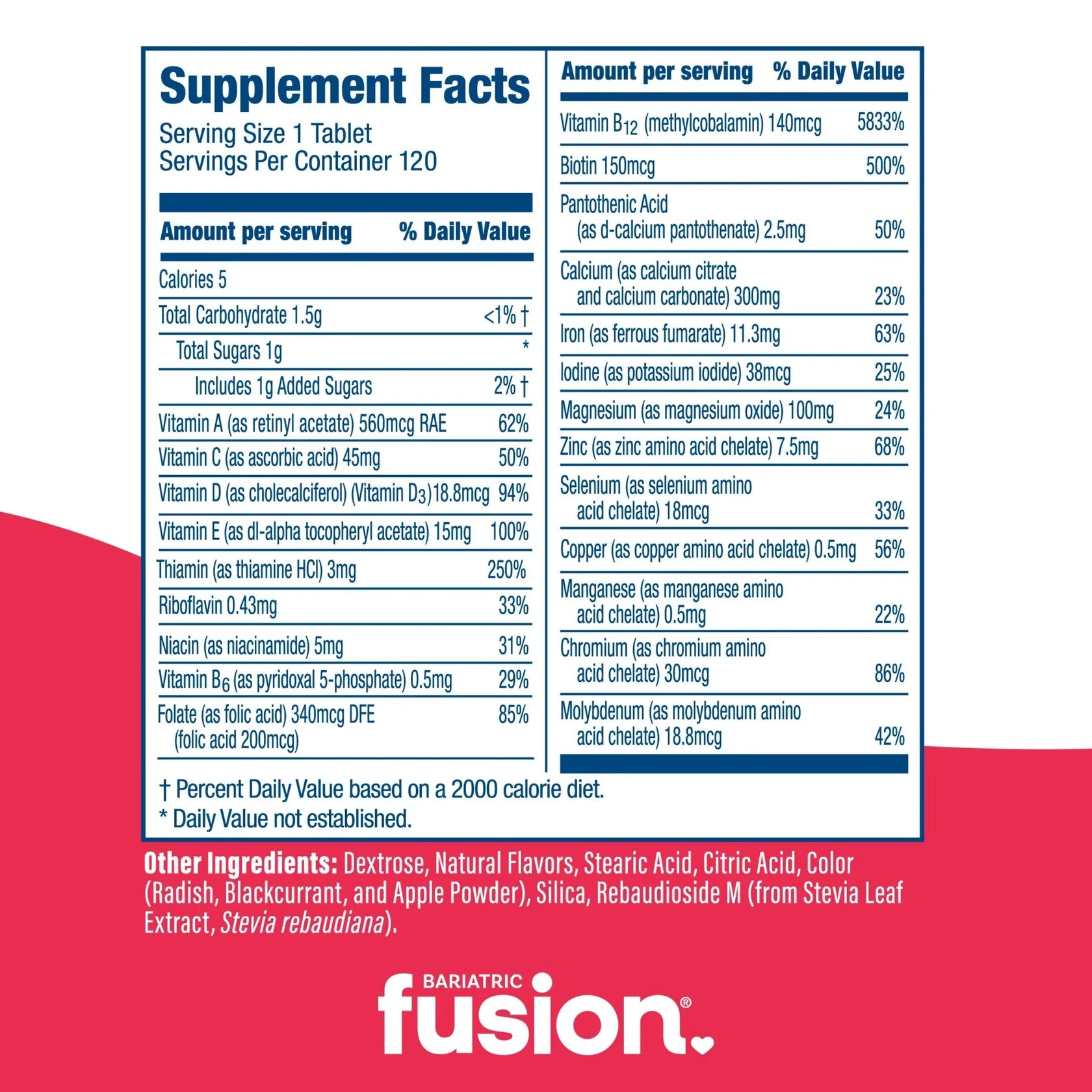 Bariatric Fusion Strawberry Complete Chewable Bariatric Multivitamin comprehensive nutrition 120 tablets Health Boutique