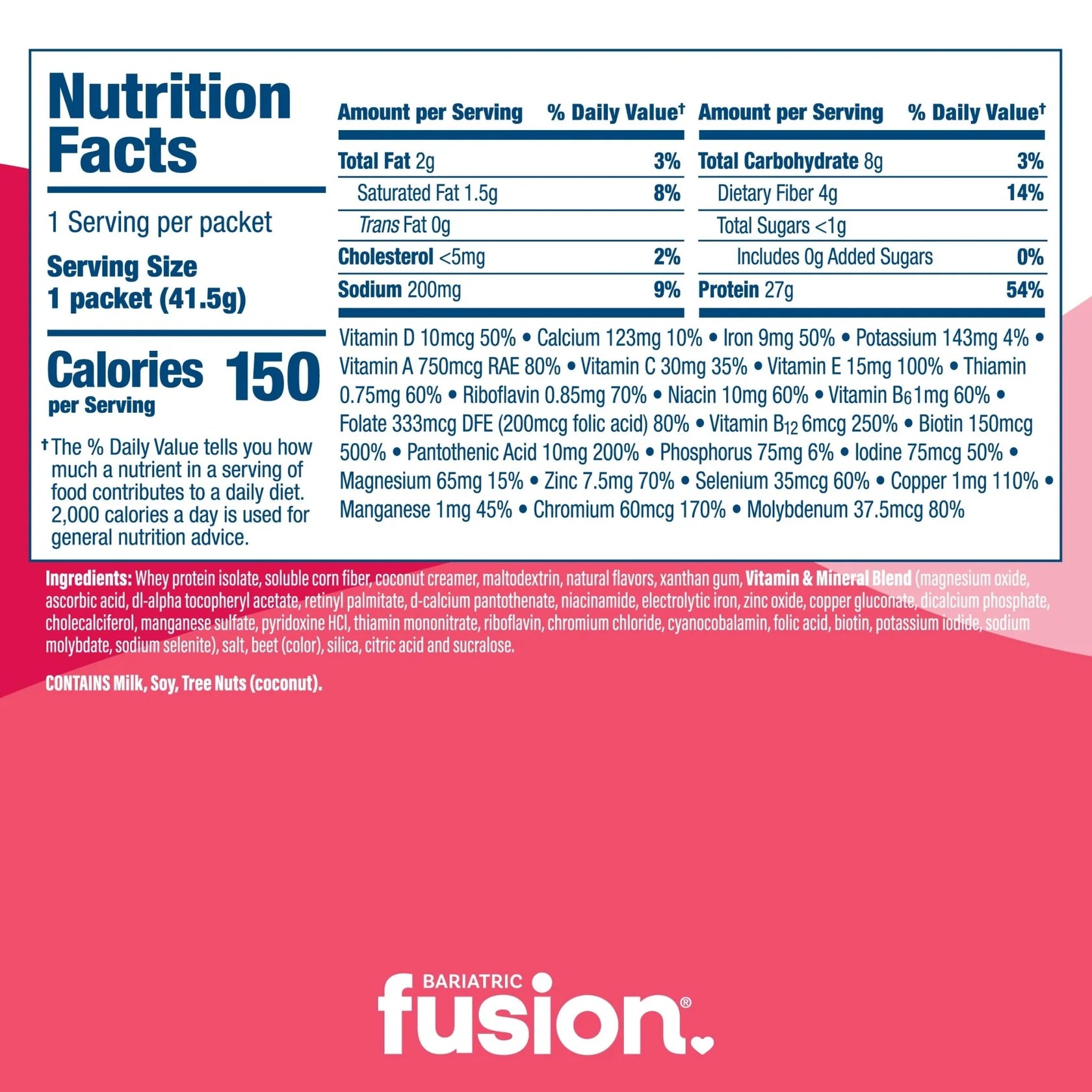 Bariatric Fusion Strawberry High Protein Meal Replacement 41.5 oz with 27 g protein Health Boutique