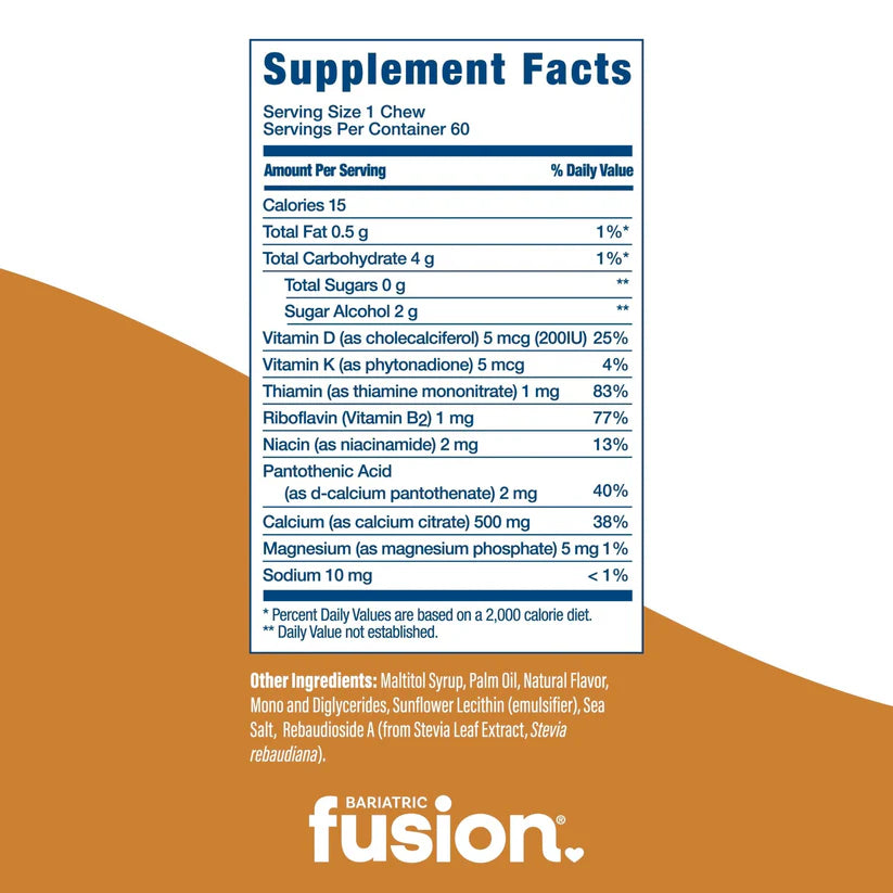 Bariatric Fusion Vanilla Crème Calcium Citrate Soft Chews supports bone health 60 soft chews Health Boutique