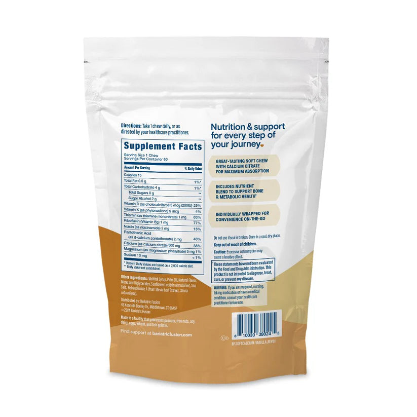Bariatric Fusion Vanilla Crème Calcium Citrate Soft Chews supports bone health 60 soft chews Health Boutique