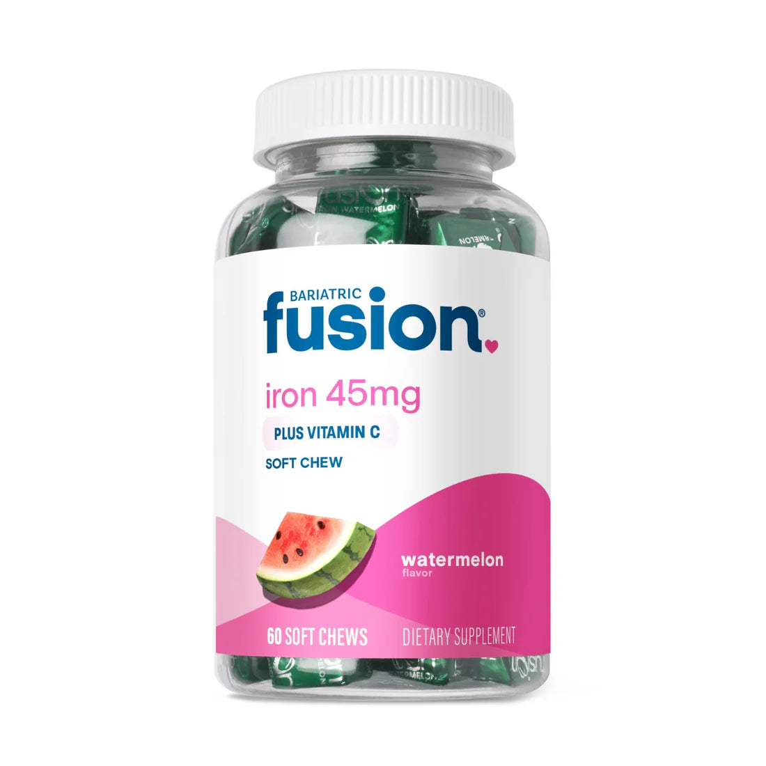 Bariatric Fusion Watermelon Bariatric Iron Soft Chew with Vitamin C supports iron absorption 45 mg soft chew Health Boutique