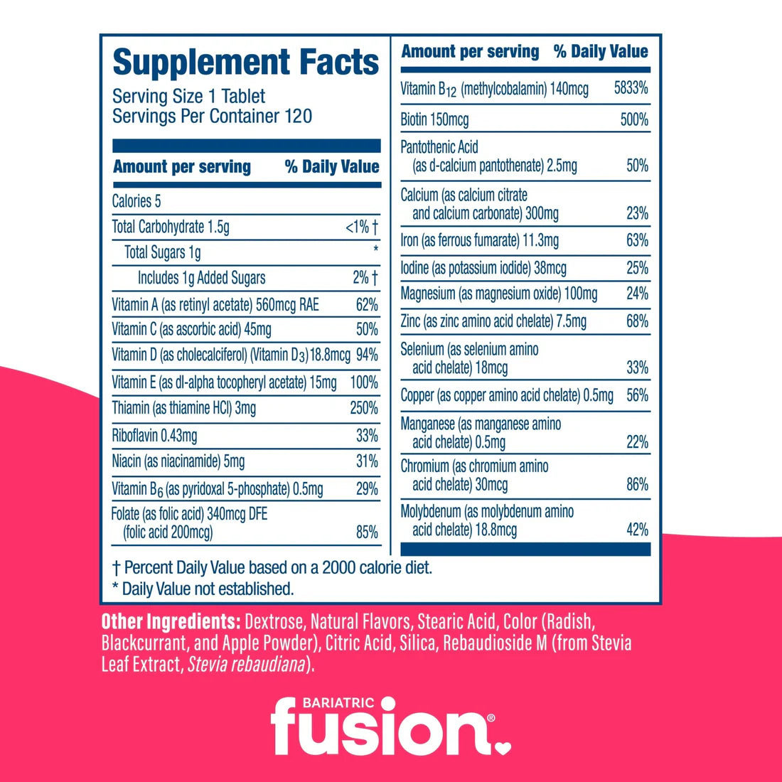 Bariatric Fusion Wild Cherry Complete Chewable Multivitamin 120 tablets bariatric nutritional support Health Boutique