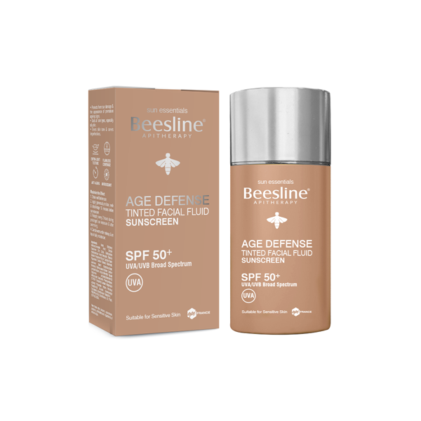 Beesline Age Defense tinted facial fluid sunscreen SPF50 anti aging mineral protection Health Boutique
