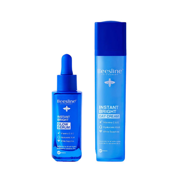 Beesline instant bright glow serum and day cream radiance boosting skincare set Health Boutique