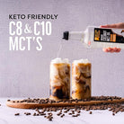 BetterBody Foods Organic Liquid Coconut MCT Oil C8 500 ml with coffee – premium MCT oil Jordan for clean energy, metabolism, and keto support, available at HealthBoutiqueJo.com.