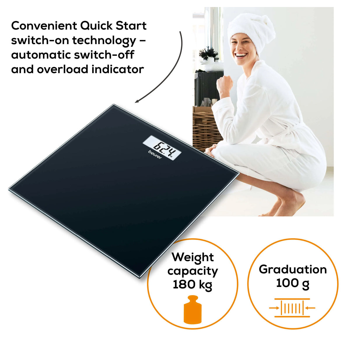 Beurer Glass Scale Black - GS 10 B