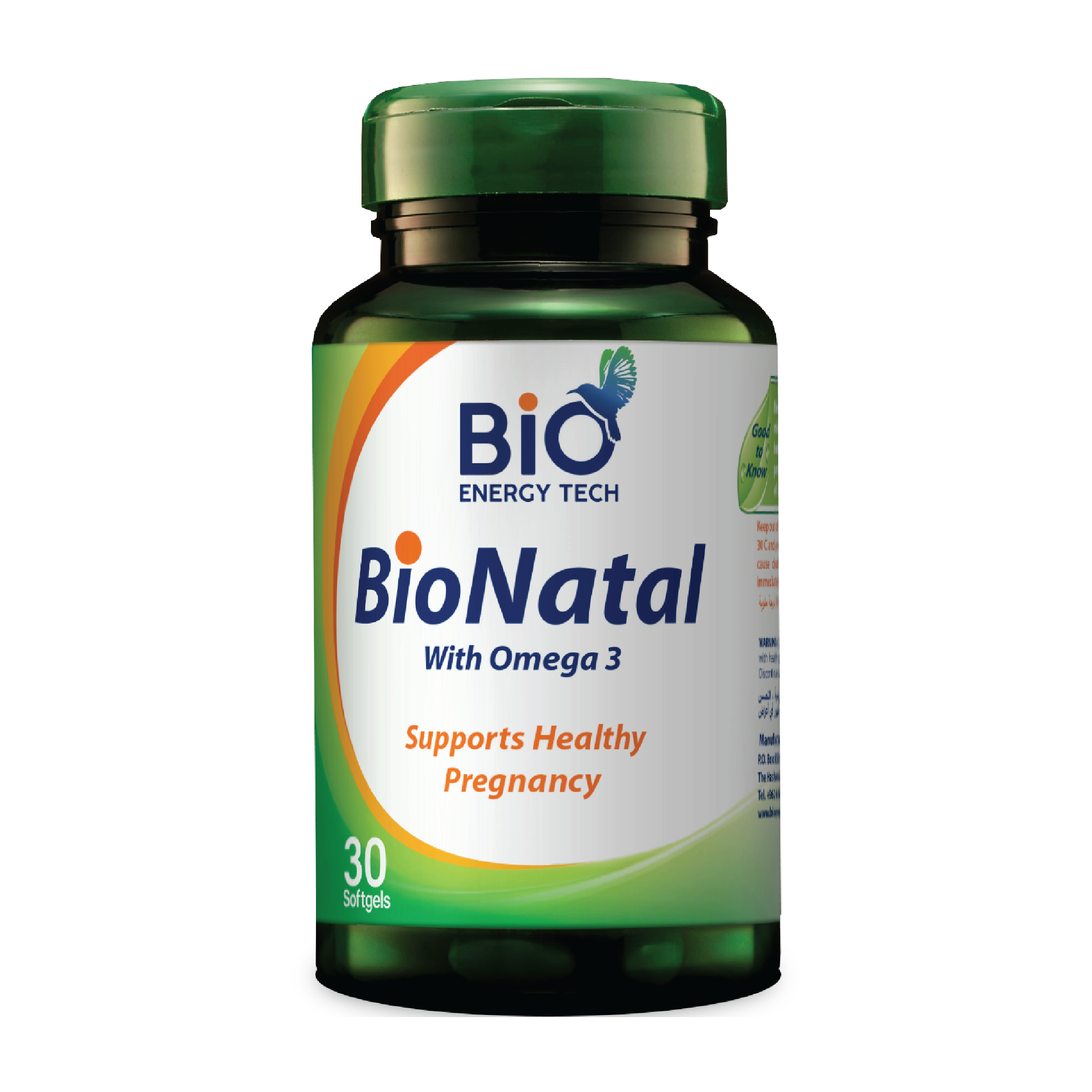 Bio Energy Bio Natal Pregnancy Multivitamin with Omega 3 & Gentle Iron, 30 Softgels, Halal Certified Supplement