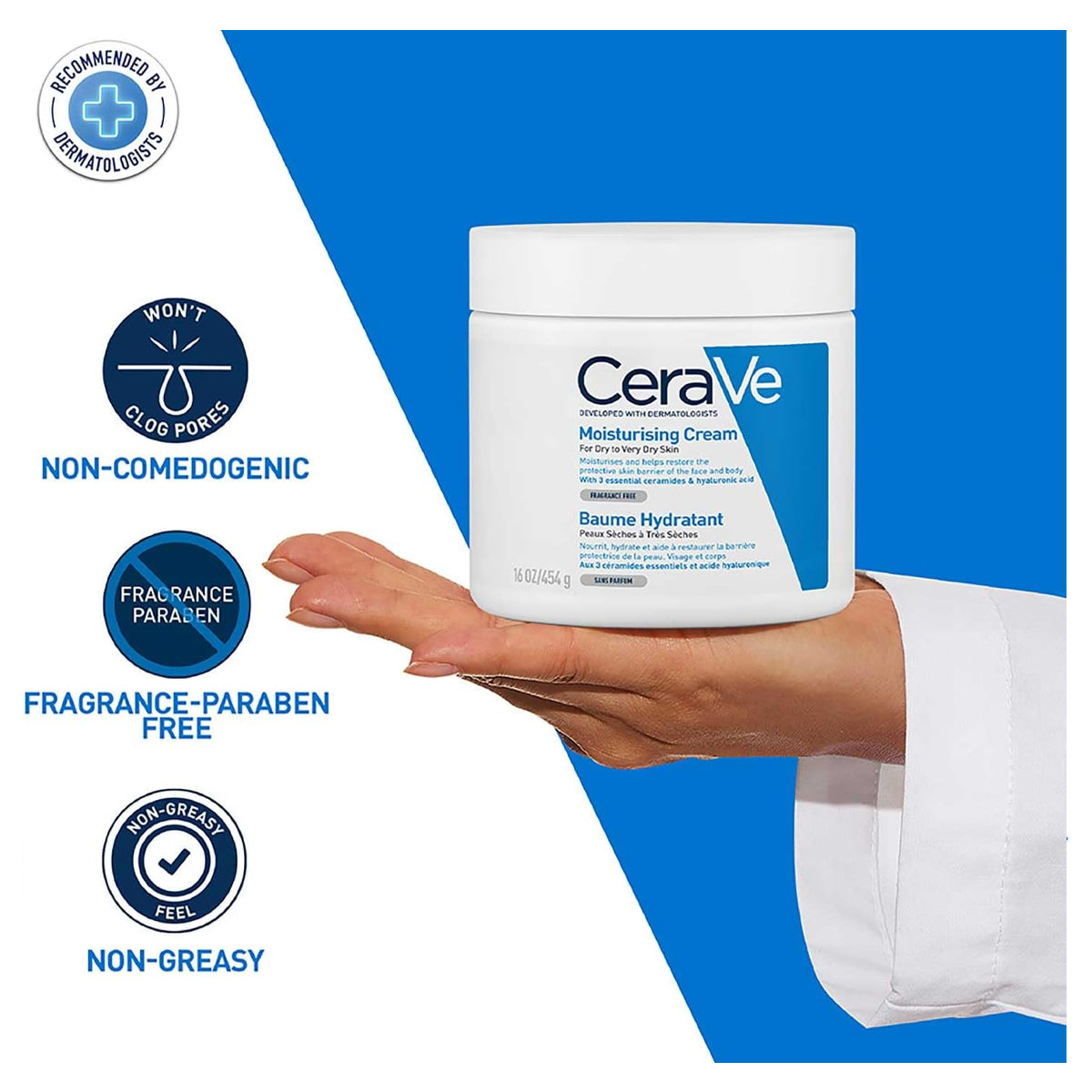 CeraVe ceramides hyaluronic acid moisturizing cream 454g dry to very dry skin barrier repair Health Boutique