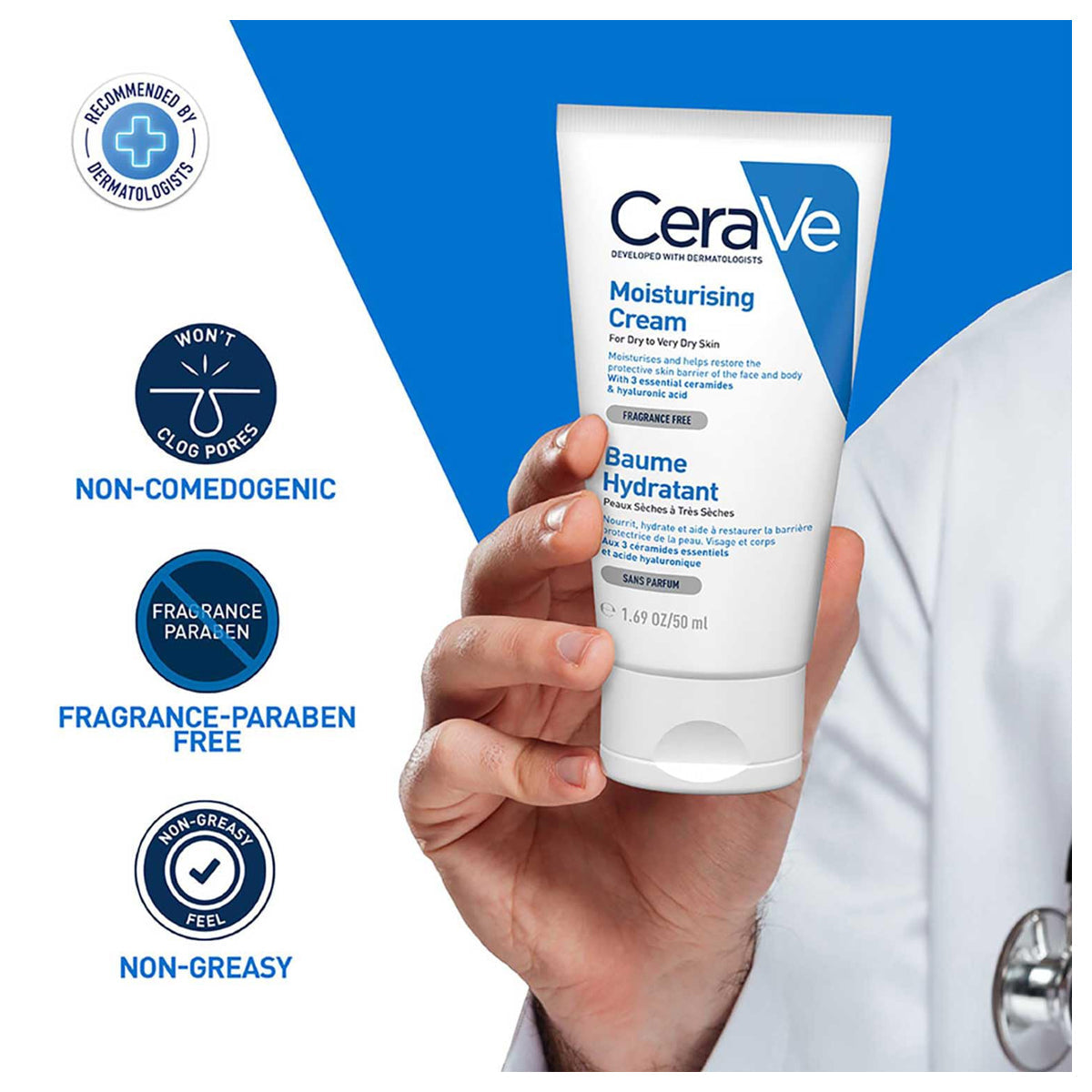 CeraVe Moisturizing Cream for Dry to Very Dry Skin 50ml – Intensive Barrier Repair & Hydration Cream Health Boutique