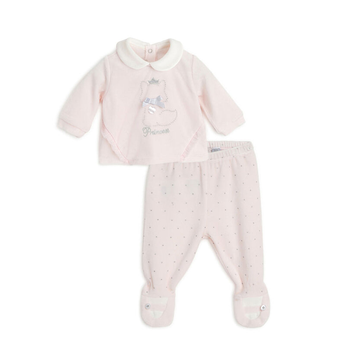 Chicco Girls Light Pink Embellished Smock with Legging 9 Month