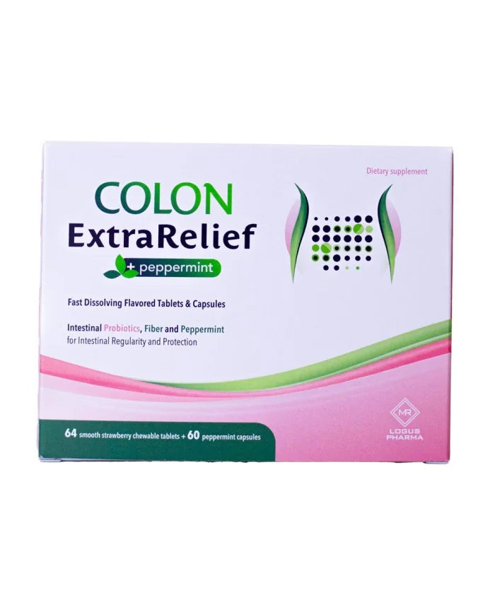 Colon Extra Relief chewable tablets capsules digestive support bloating gas IBS colon health formula Health Boutique