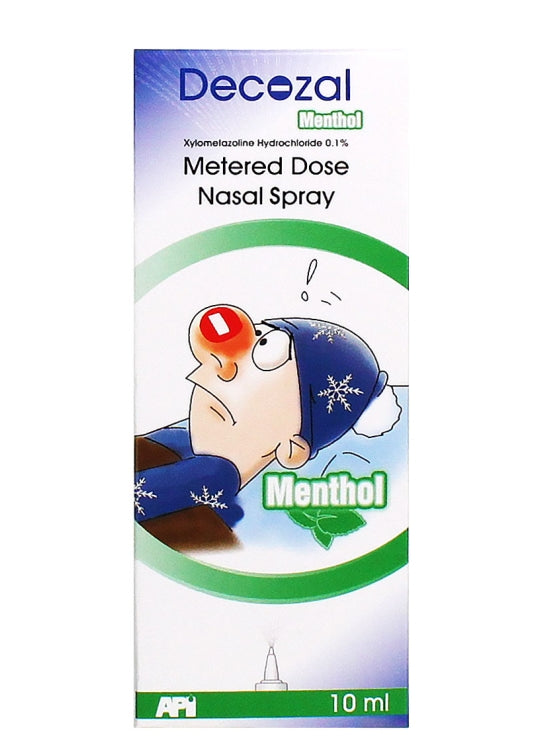 Decozal 0.1% Menthol Nasal Spray 10 ml – Xylometazoline Cooling Decongestant