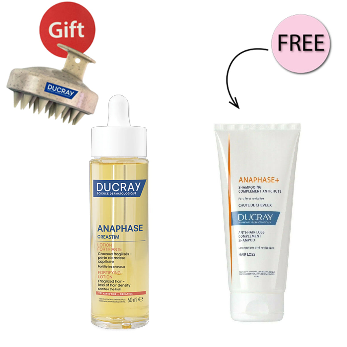 Ducray anti hair loss routine Anaphase Plus shampoo Creastim lotion hair shedding treatment Health Boutique