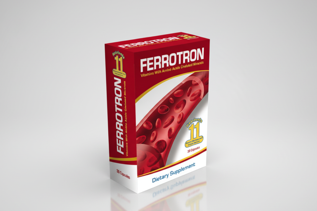 Ferrotron capsules iron zinc vitamin B complex folic acid B12 anemia energy support supplement Health Boutique