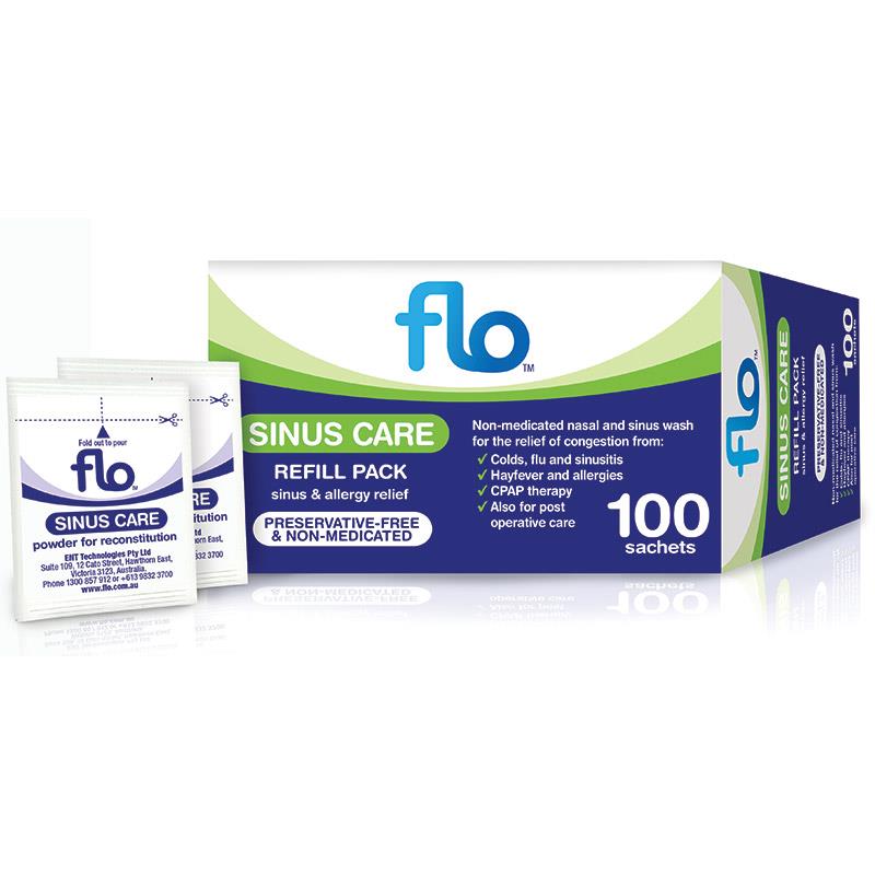 Flo Sinus Care 100 refill sachets for nasal irrigation and sinus hygiene