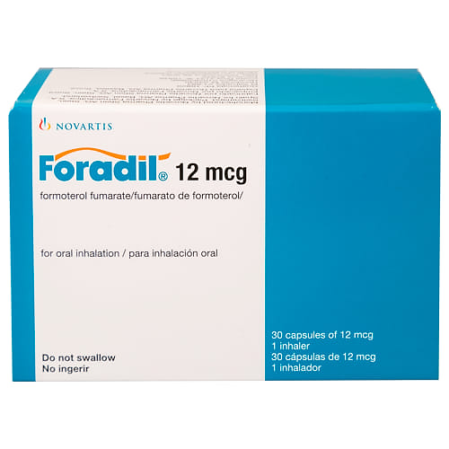 Foradil 12 mcg 30 inhalation capsules formoterol fumarate long acting bronchodilator