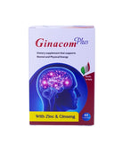 Ginacom Plus tablets ginkgo biloba ginseng memory focus energy B vitamins zinc iron supplement cognitive support Health Boutique