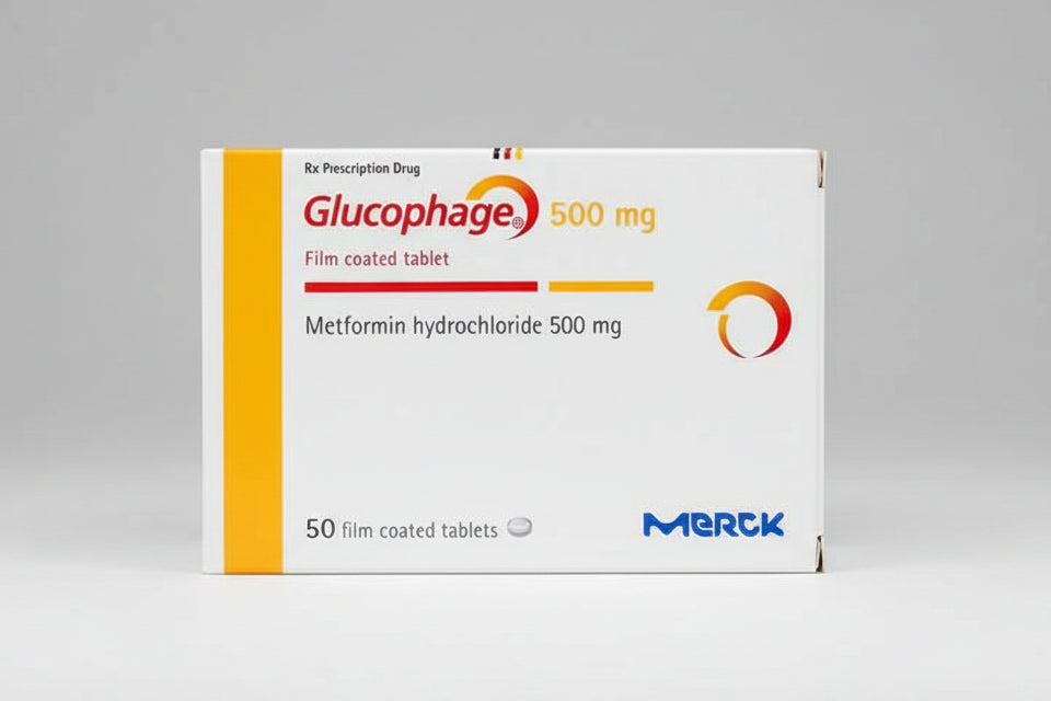 Glucophage 500 mg 50 tablets metformin hydrochloride type 2 diabetes treatment blister pack
