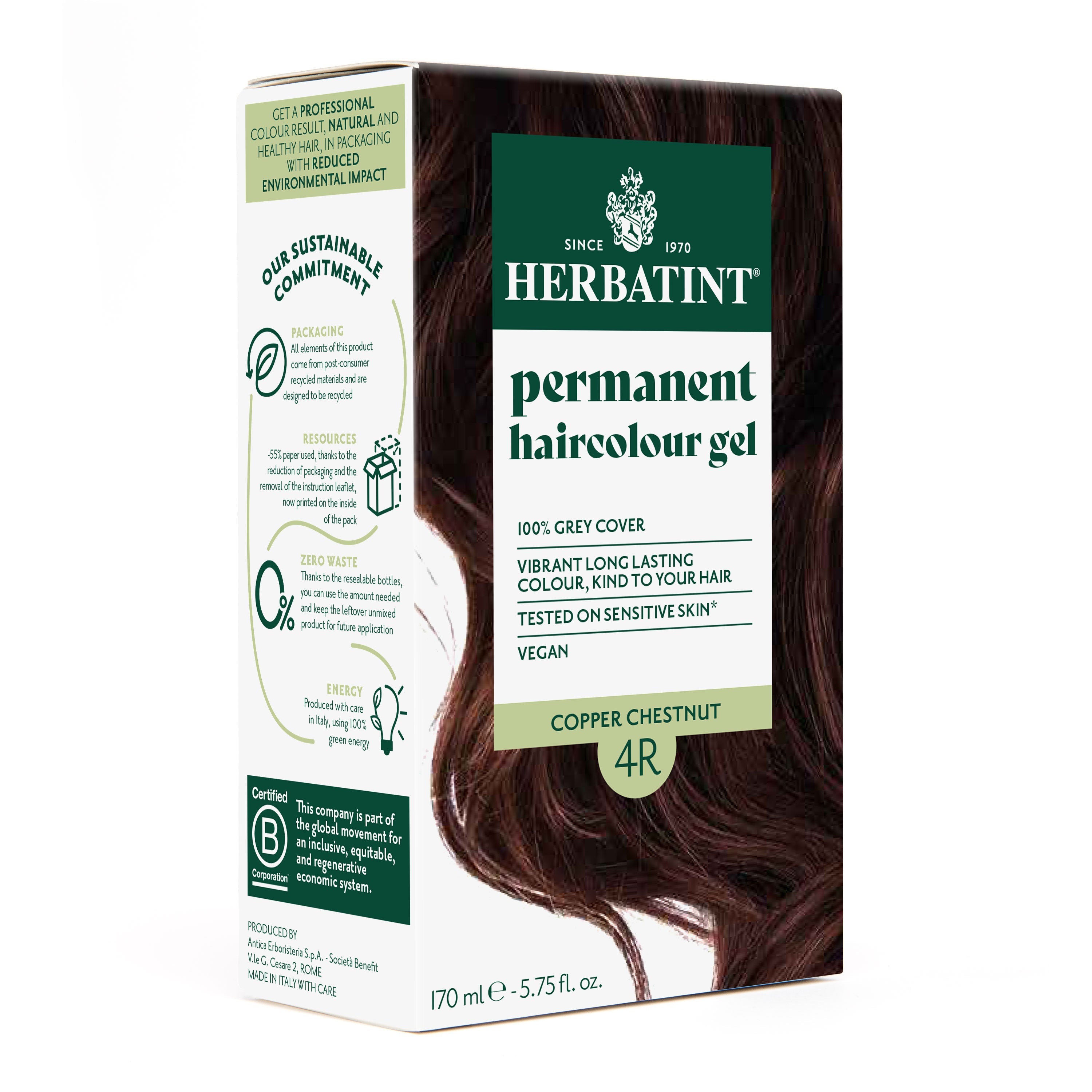 Herbatint 4R copper chestnut ammonia-free permanent hair dye gel 170ml deep warm copper tones Health Boutique