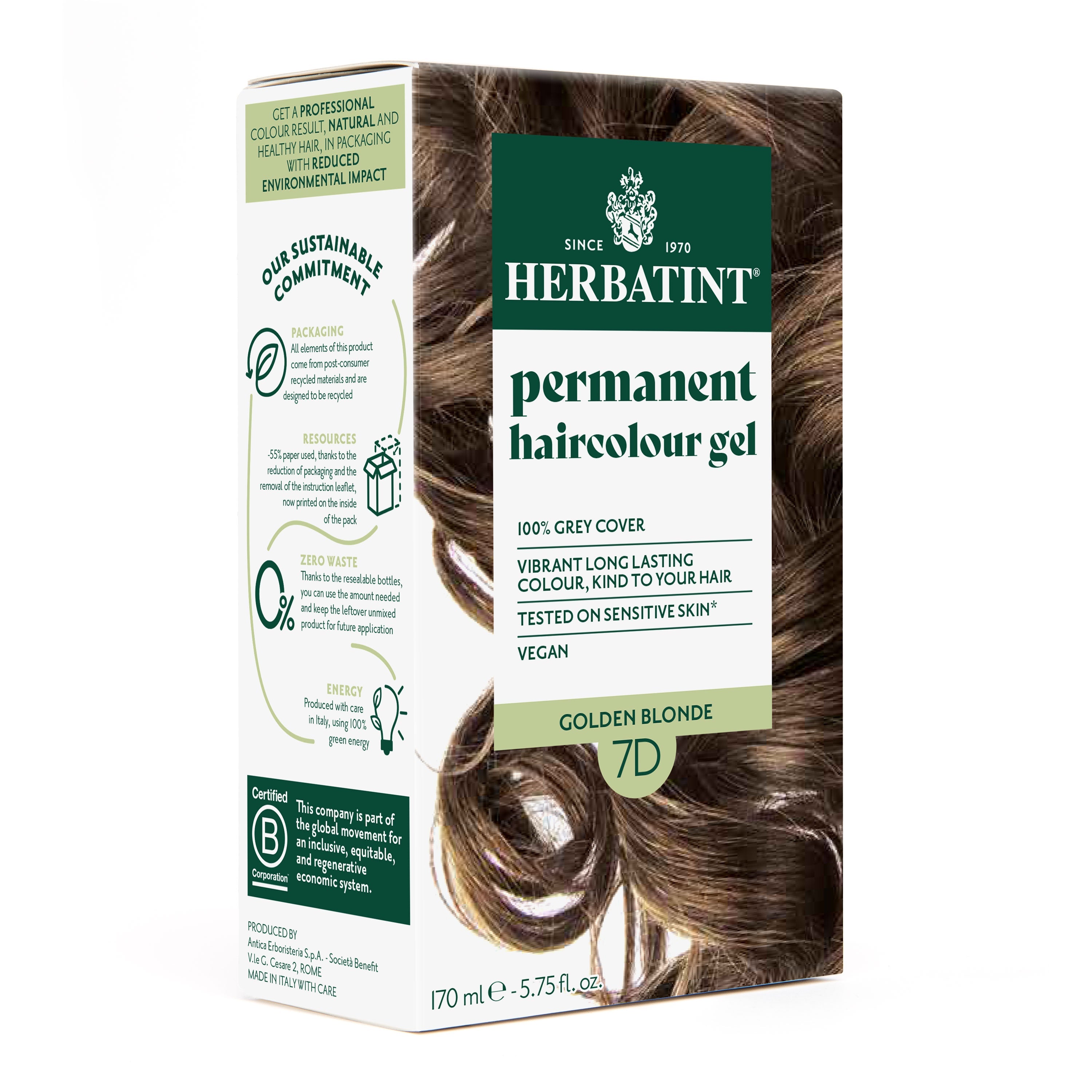 Herbatint 7D Golden Blonde permanent hair dye radiant shine grey coverage 170ml Health Boutique