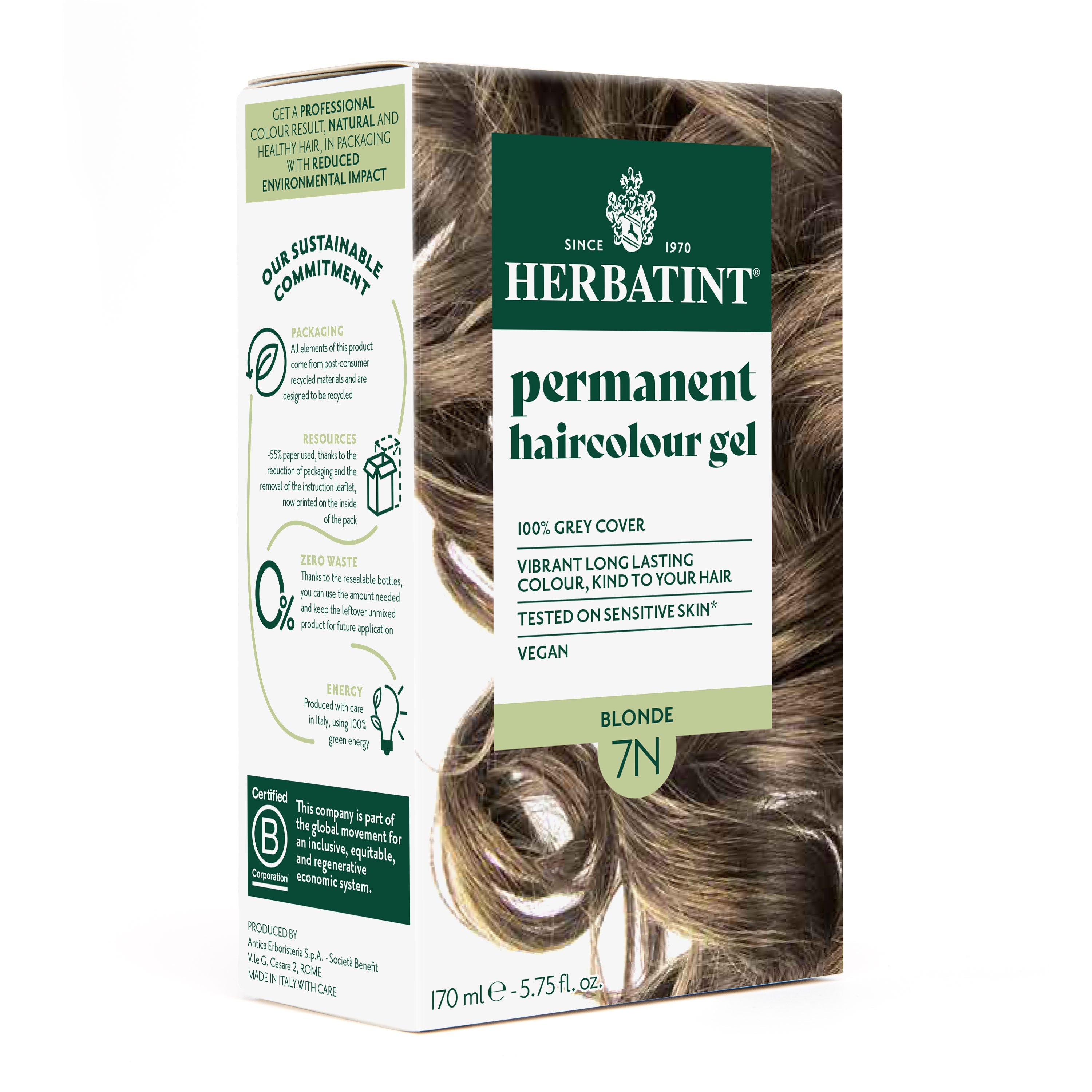 Herbatint 7N Blonde permanent hair dye natural shine grey coverage 170ml Health Boutique