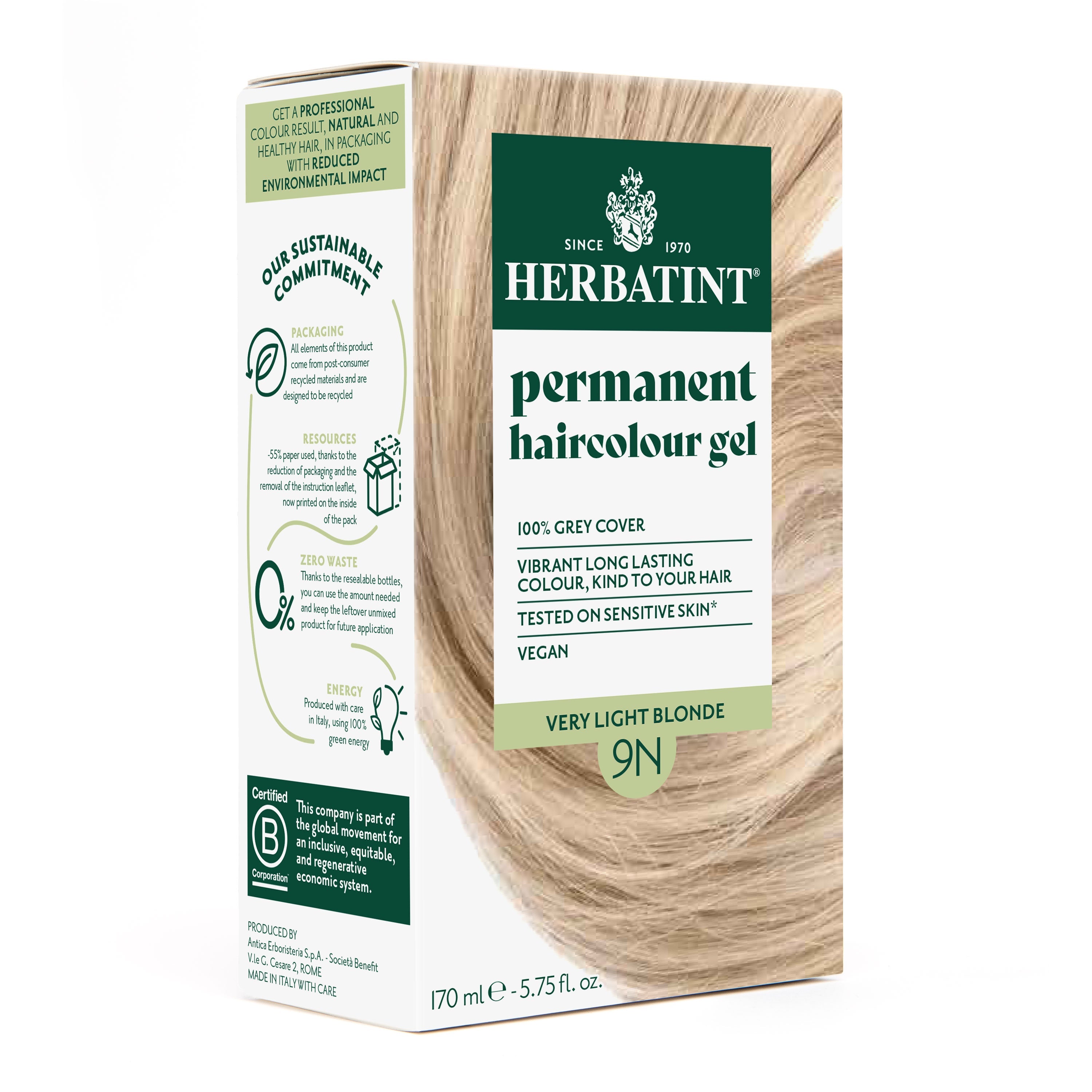 Herbatint 9N Very Light Blonde permanent hair dye shine grey coverage 170ml Health Boutique